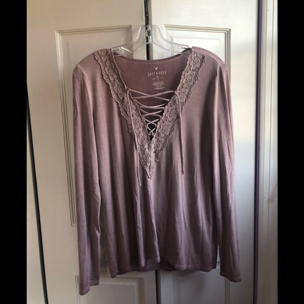 American Eagle Lace Up Blouse
